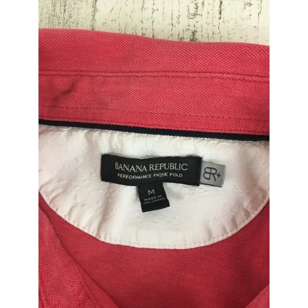 Banana Republic Performance Pique Polo Shirt Light Red Pink Mens M